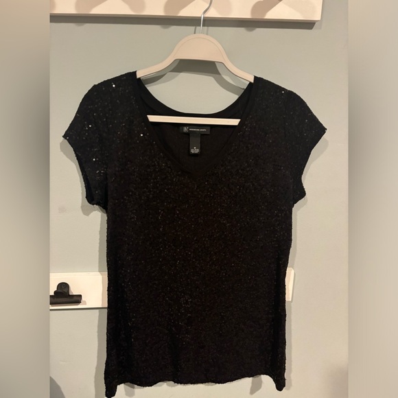 Women's Holiday Sequence Short Sleeve Top - INC International Concepts -Size M - Picture 3 of 11